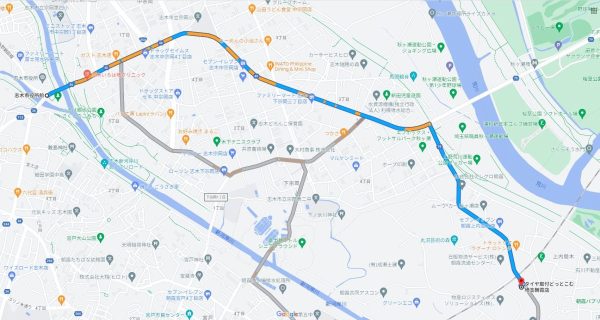 志木市役所からタイヤ取付どっとこむ埼玉朝霞店まで　Googlemap